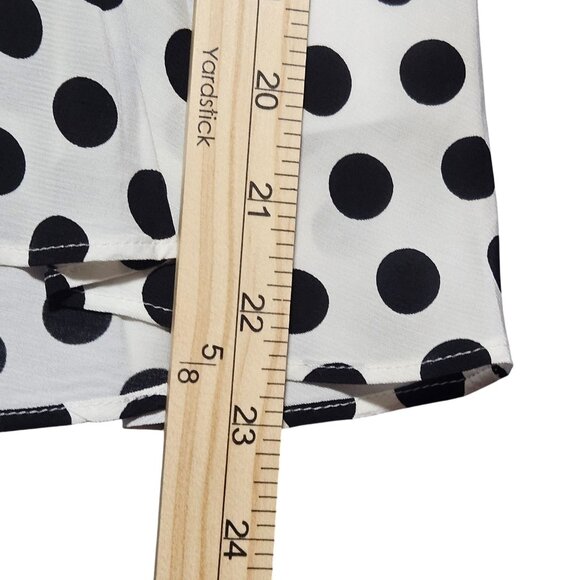 Express Womens Black White L Polka Dot Blouse Preppy Indie Patterncore Peplumcor - Picture 10 of 16
